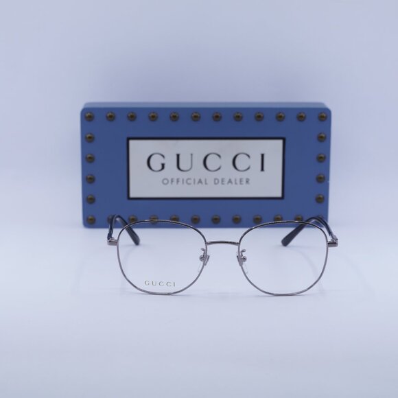 Gucci GG1352O 001 Rectangle Eyeglasses - Shiny Ruthenium/Black 53mm - Picture 2 of 12